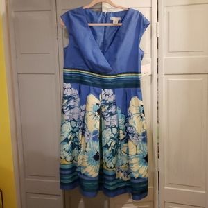 NWT Blue and Floral Dress by Liz Claiborne 16